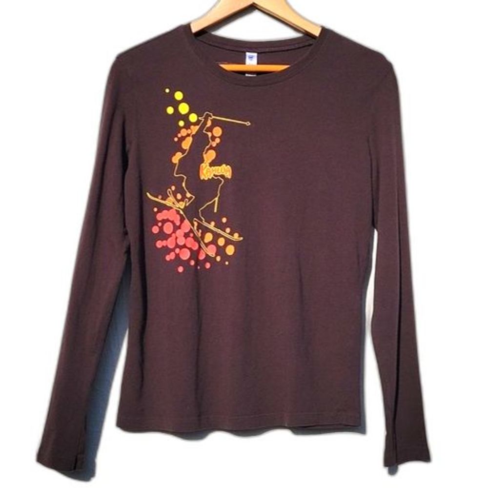 BELLA Brown Long Sleeved Cotton Kahlua Skier Shirt size Large